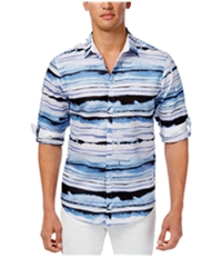 I-N-C Mens Distorted Wave Button Up Shirt