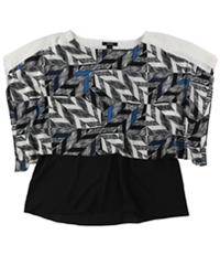 Alfani Womens Windowpane Knit Blouse