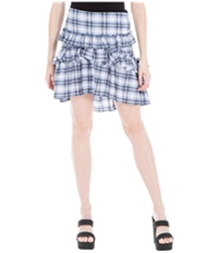 Max Studio London Womens Ruffled Plaid A-Line Asymmetrical Skirt