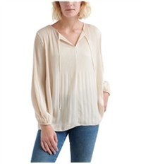 Lucky Brand Womens Pleated Peasant Blouse