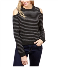 Lucky Brand Womens Striped Cold-Shoulder Pullover Sweater