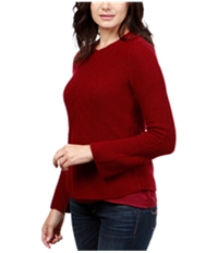 Lucky Brand Womens Nico Chiffon-Hem Knit Sweater