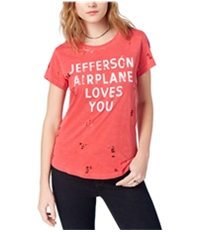 Lucky Brand Womens Ripped Jefferson Airplane Graphic T-Shirt