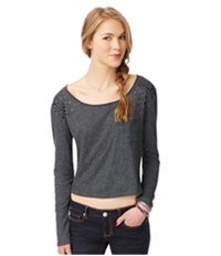 Aeropostale Womens Fabric Trinket Ls Embellished T-Shirt