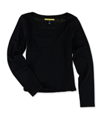 Aeropostale Womens Crochet Back Ls Embellished T-Shirt