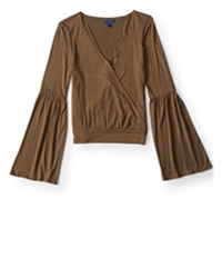 Aeropostale Womens Faux-Wrap Crop Pullover Blouse