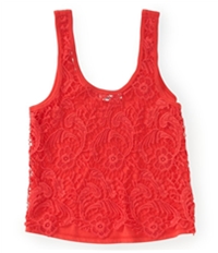 Aeropostale Womens Sheer Crochet-Front Tank Top