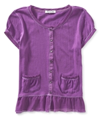 Aeropostale Womens Chiffon Accents Button Up Shirt