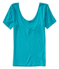 Aeropostale Womens Solid Double Scoop Basic T-Shirt