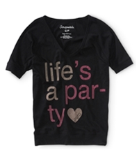 Aeropostale Womens Life's A Party Graphic T-Shirt
