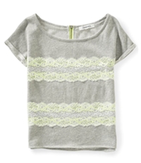 Aeropostale Womens Zip Lace Embellished T-Shirt