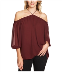 1.State Womens Sheer Knit Blouse