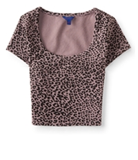 Aeropostale Womens Leopard Crop Basic T-Shirt