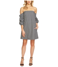 1.State Womens Gingham Cascade Off-Shoulder Dress