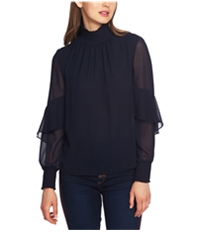 1.State Womens Chiffon Mock Neck Pullover Blouse