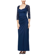 Alex Evenings Womens Ruched Gown Dress