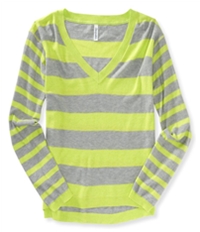 Aeropostale Womens Striped V Neck Knit Sweater