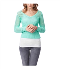 Aeropostale Womens Solid Cable V Neck Knit Sweater