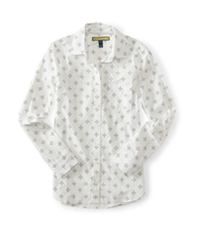 Aeropostale Womens Dot Print Button Up Shirt
