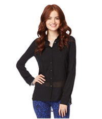 Aeropostale Womens Signature Shimmer Button Up Shirt