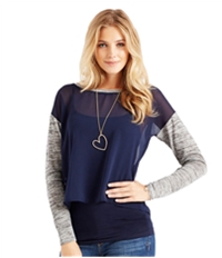 Aeropostale Womens Sheer Tulip Back Basic T-Shirt