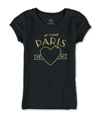 Aeropostale Girls Je Taime Glitter Graphic T-Shirt