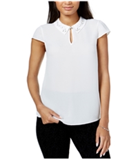 Maison Jules Womens Embellished Baby Doll Blouse