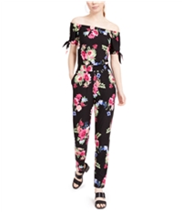 Planet Gold Womens Floral-Print Jumpsuit