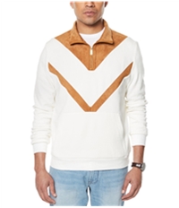 Sean John Mens Faux Suede Insert Pullover Sweater