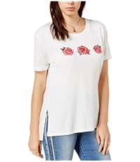 Carbon Copy Womens Rose Graphic-Print Basic T-Shirt