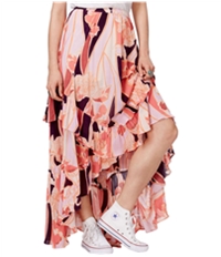 Free People Womens Printed Tiered High-Low Skirt