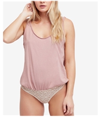 Free People Womens Sydney Lace-Contrast Bodysuit Jumpsuit