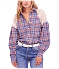 Free People Womens Fireside Nights Button Up Shirt