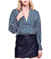 Free People Womens Striped Button Up Shirt