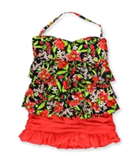 Island Escape Womens Tiered Ruffle 2 Piece Bikini