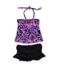Island Escape Womens Tropical Ruffle Skirtini 2 Piece Bandeau, TW1