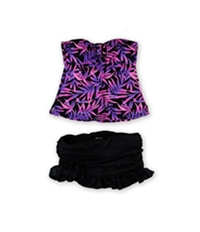 Island Escape Womens Tropical Ruffled Skirtini 2 Piece Bandeau, TW1