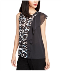 Rachel Roy Womens Printed Colorblocked Knit Blouse