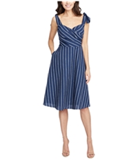 Rachel Roy Womens Striped Linen A-Line Dress