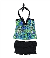 Island Escape Womens It's A Wrap Ruffled 2 Piece Tankini, TW1