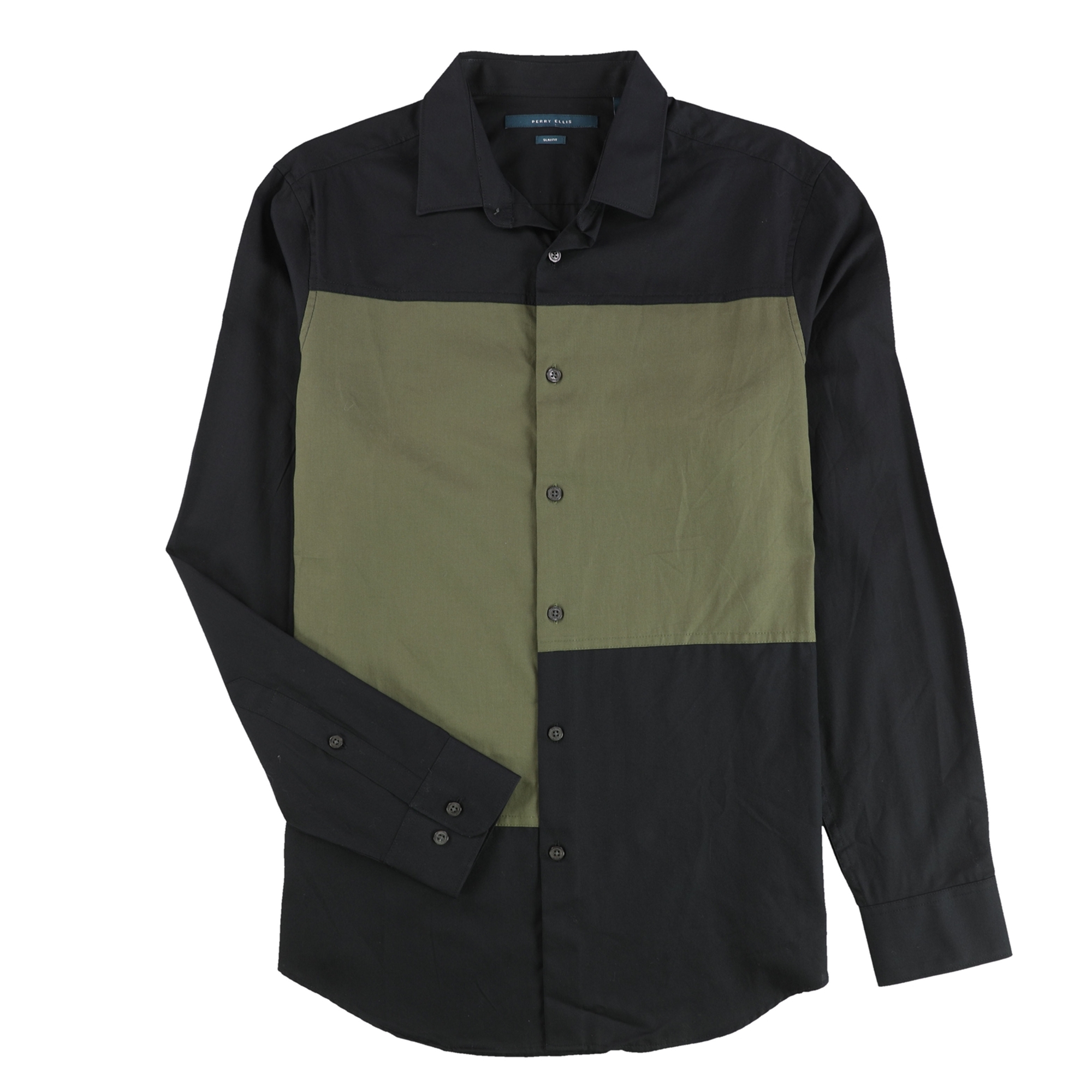 color block button down shirt