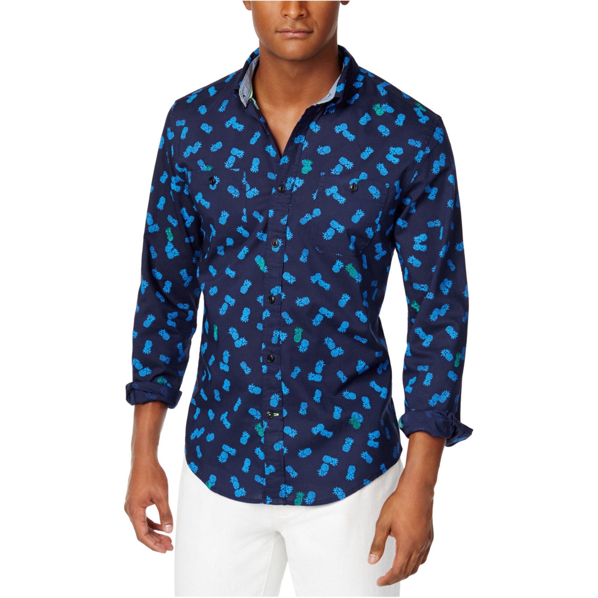 men's pineapple button down shirt
