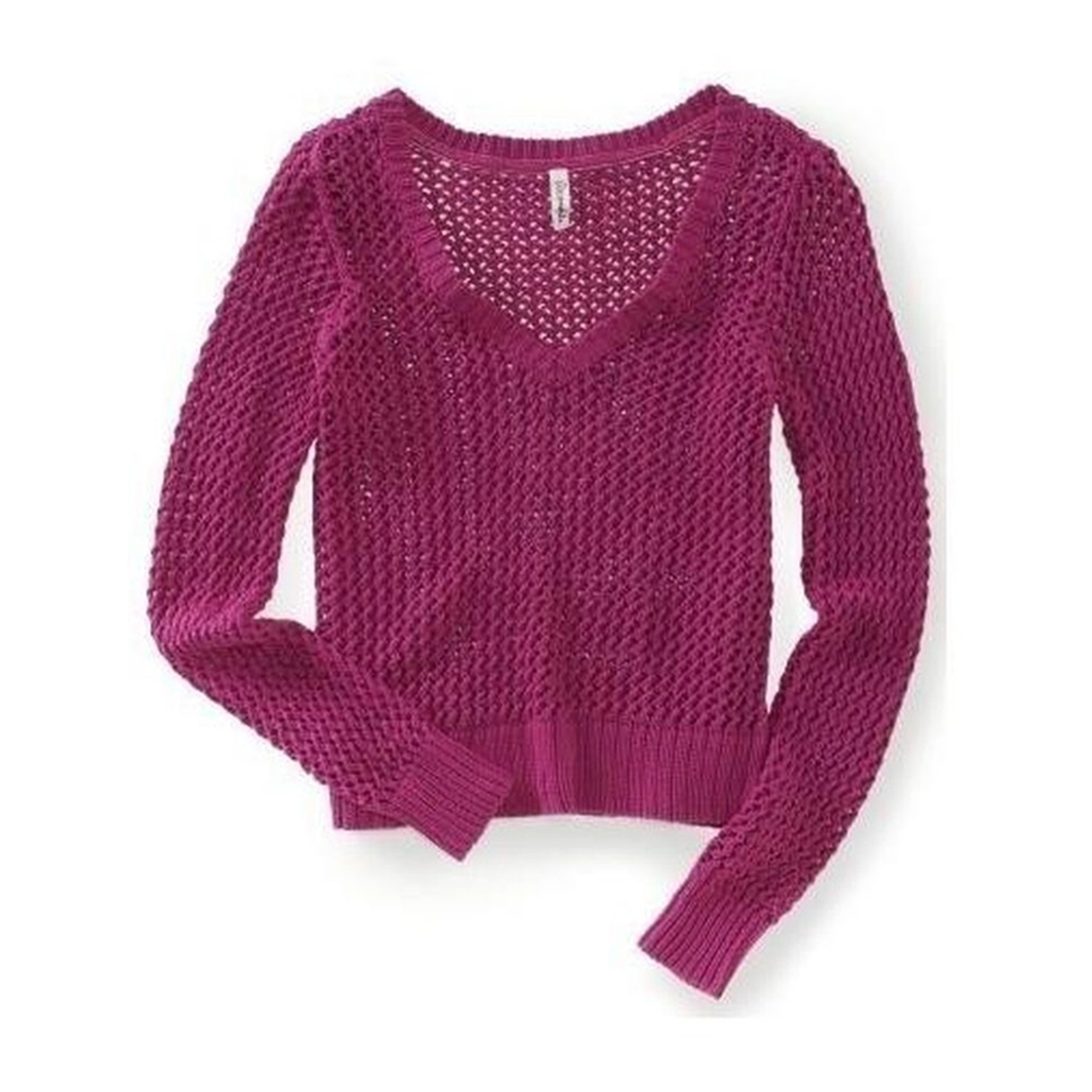 Aeropostale Womens Solid Cable V Neck Knit Sweater Womens Apparel