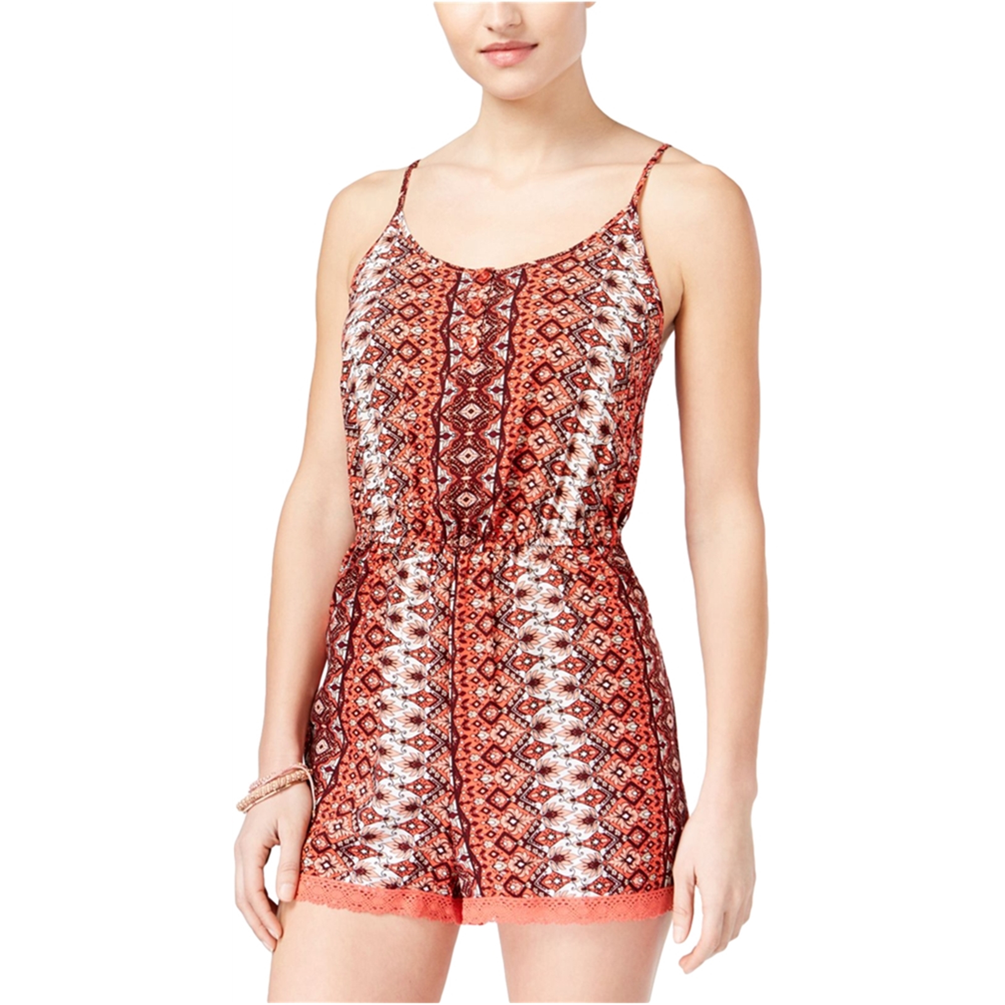 Ultra Flirt Womens CrochetTrim Romper Jumpsuit Womens Apparel Free