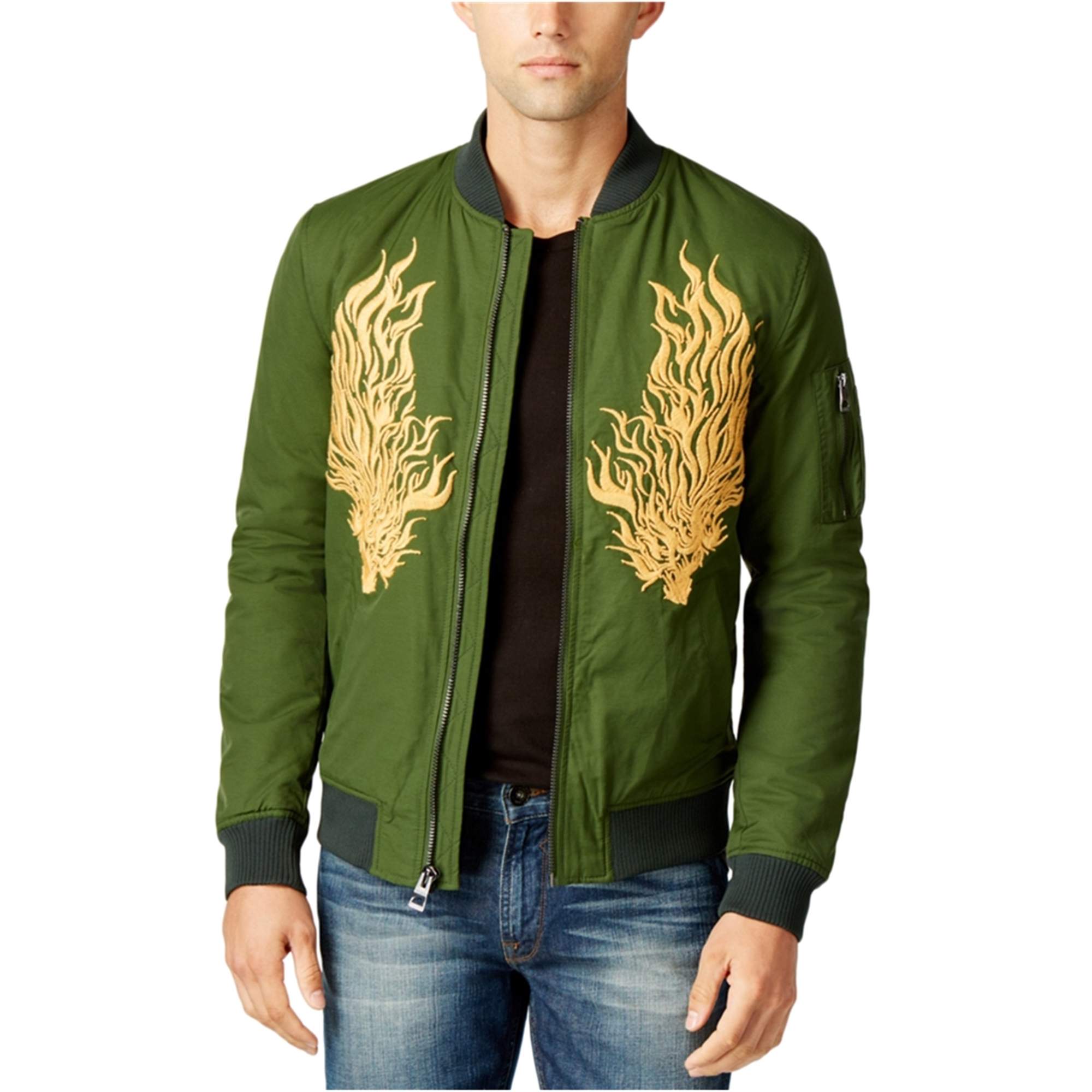 GUESS Mens Embroidered Bomber Jacket | Mens Apparel | Free Shipping on ...