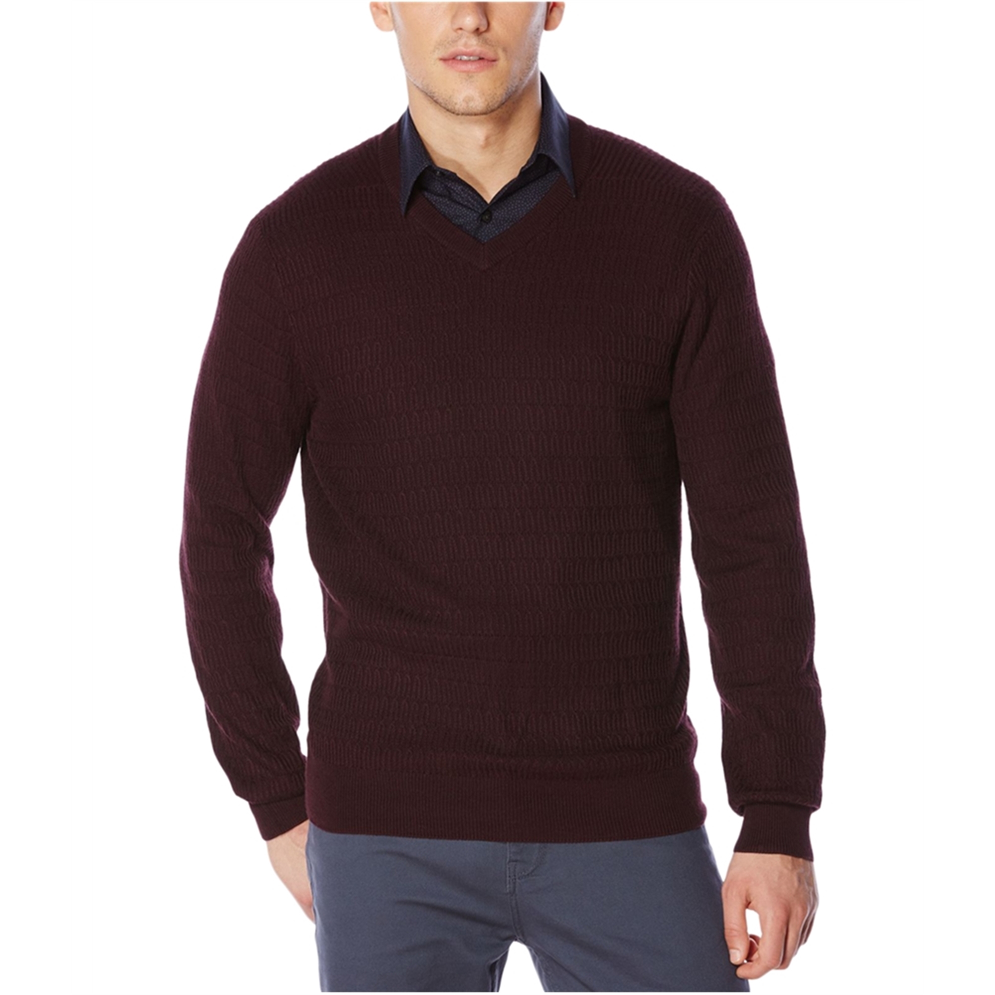 Perry Ellis Mens Loop-Pattern Pullover Sweater | Mens Apparel | Free ...