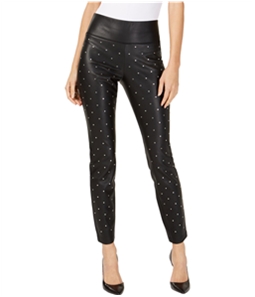I-N-C Womens Faux-Leather Casual Trouser Pants