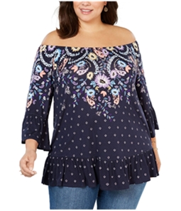 Style & Co. Womens Floral Off the Shoulder Blouse