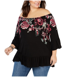 Style & Co. Womens Floral Off the Shoulder Blouse