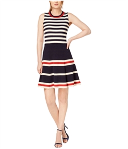 Anne Klein Womens Multi Striped Fit & Flare Dress
